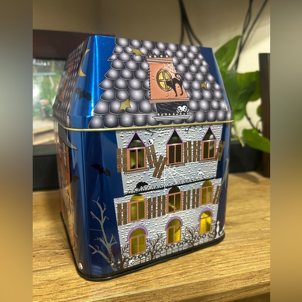PartyLite Haunted House Tin Candle Holder for Three Wick Jars